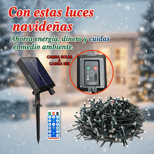 Luces Navidad  Energía Solar Prem 100Led - FULL MEGA TIENDAS