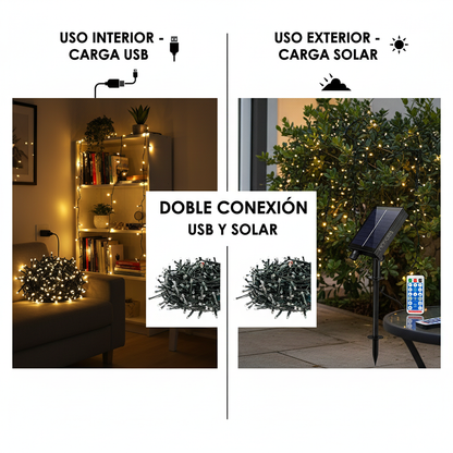 Luces Navidad  Energía Solar Prem 100Led - FULL MEGA TIENDAS