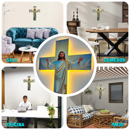 Cruz de Madera con Luz LED