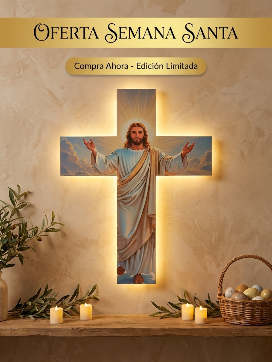 Cruz de Madera con Luz LED