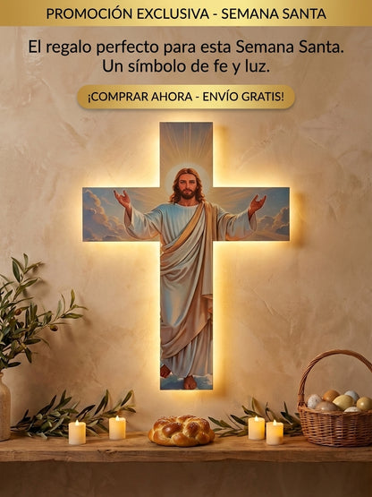 Cruz de Madera con Luz LED