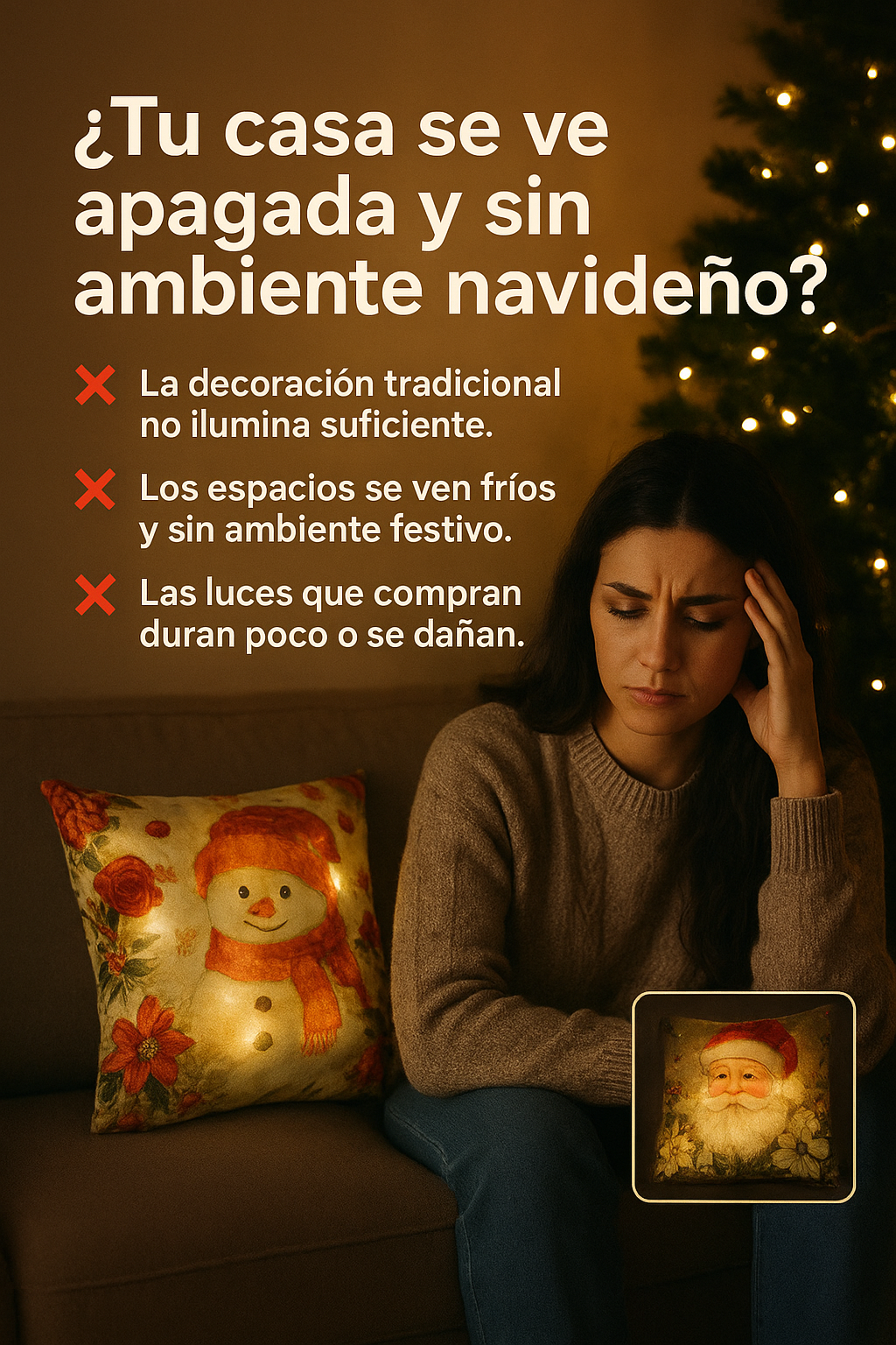 Set Fundas Navideñas x4 Con Luces SFN01 - FULL MEGA TIENDAS